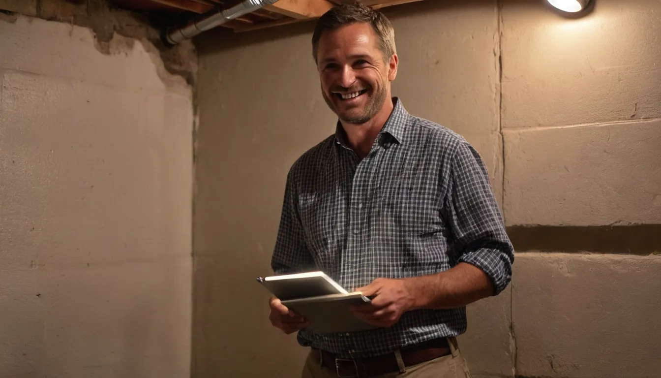A homeowner checking a basement wall with a flashlight for early pest signs